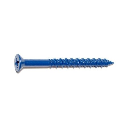 Masonry Screw, 3/16 Dia., Flat, 2 1/4 In L, Steel Blue Ruspert, 100 PK